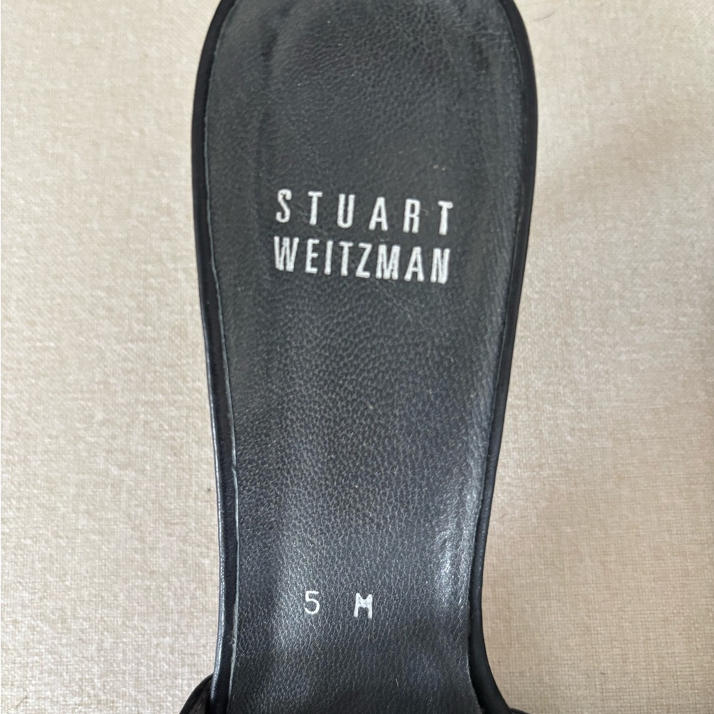 Stuart Weitzman kitten heels sandals black suede leather silver studs 5 - Picture 3 of 9